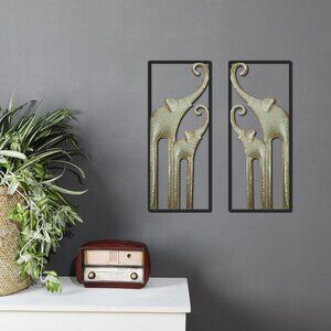 2 Pcs metal elephant wall decor 15.75 Inches long